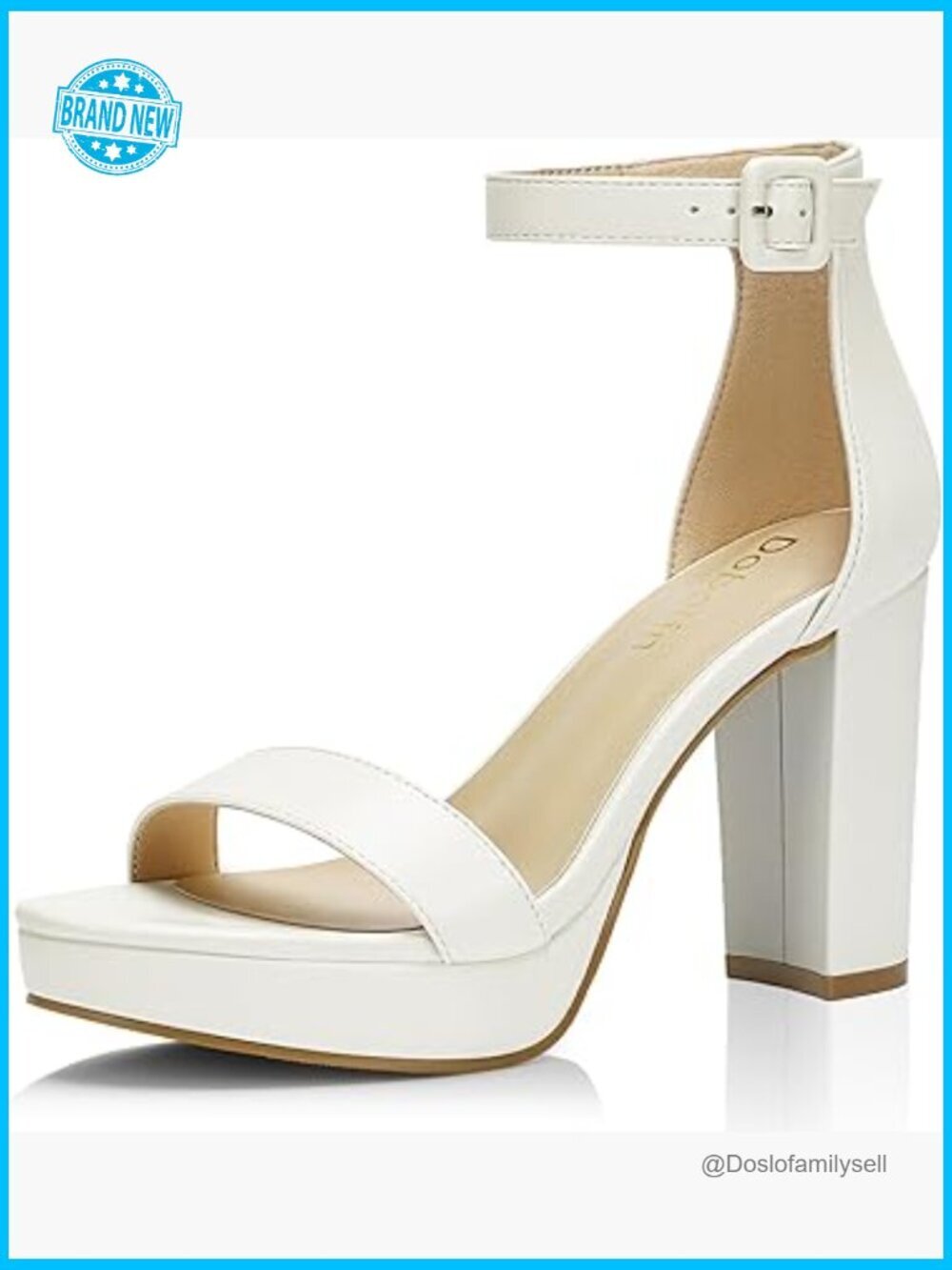Platform Heels 4-Inch Chunky Heel Open Toe Ankle Strap Sandals Wide Fit Dress